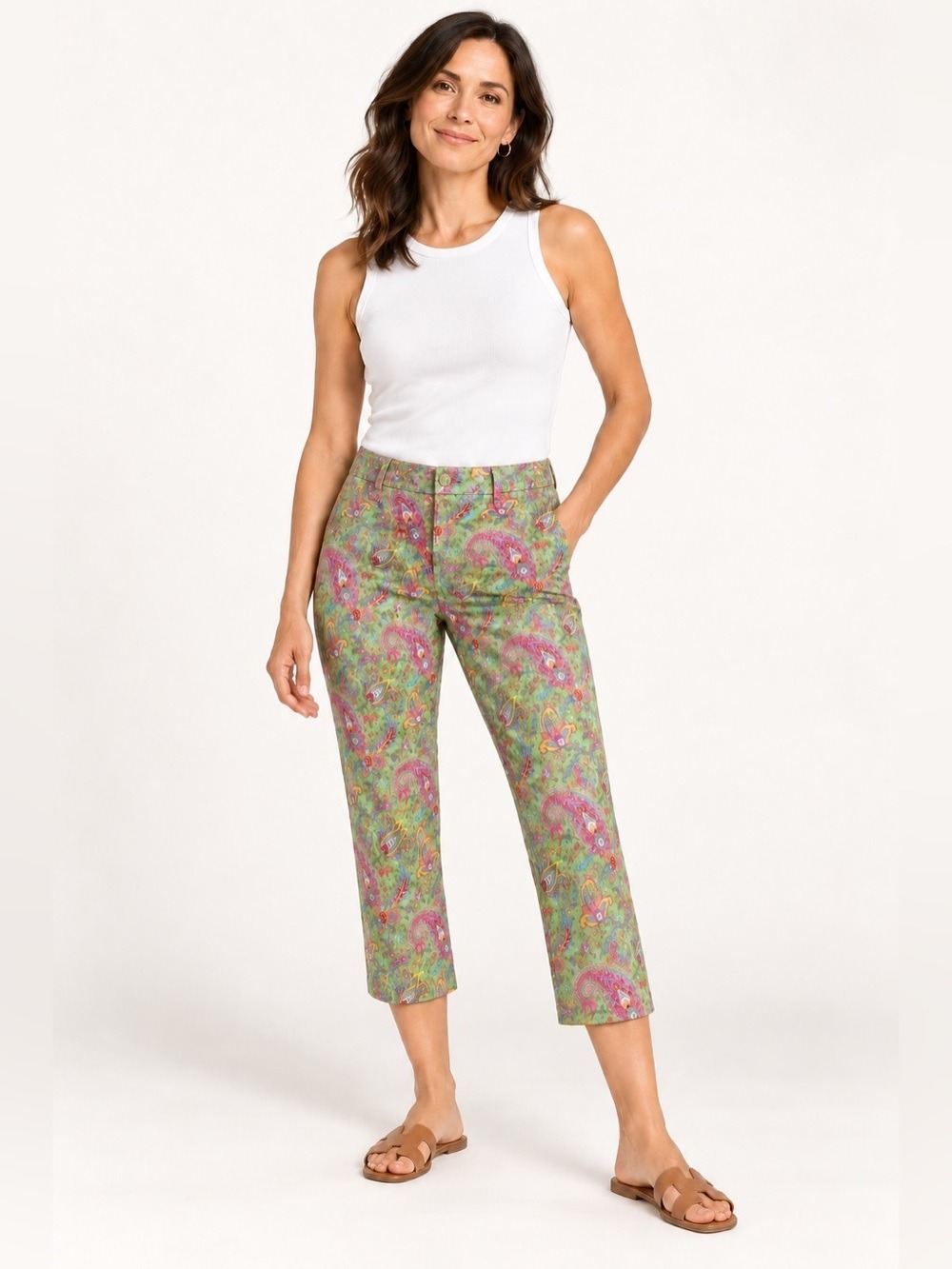 Lauren Ralph Lauren Paisley Capri Cotton Pants. Size 6P